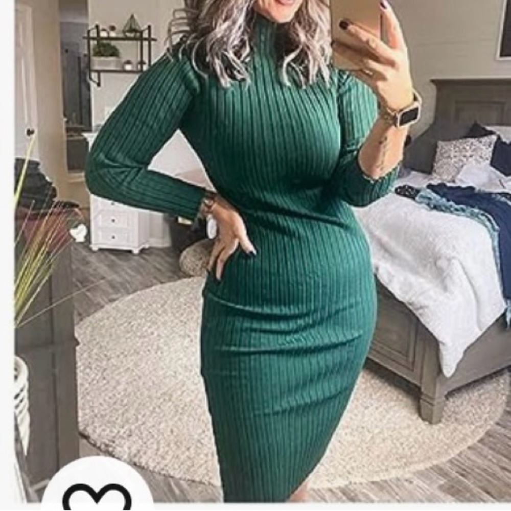 MEROKEETY Women's Ribbed Long Sleeve Sweater Dress